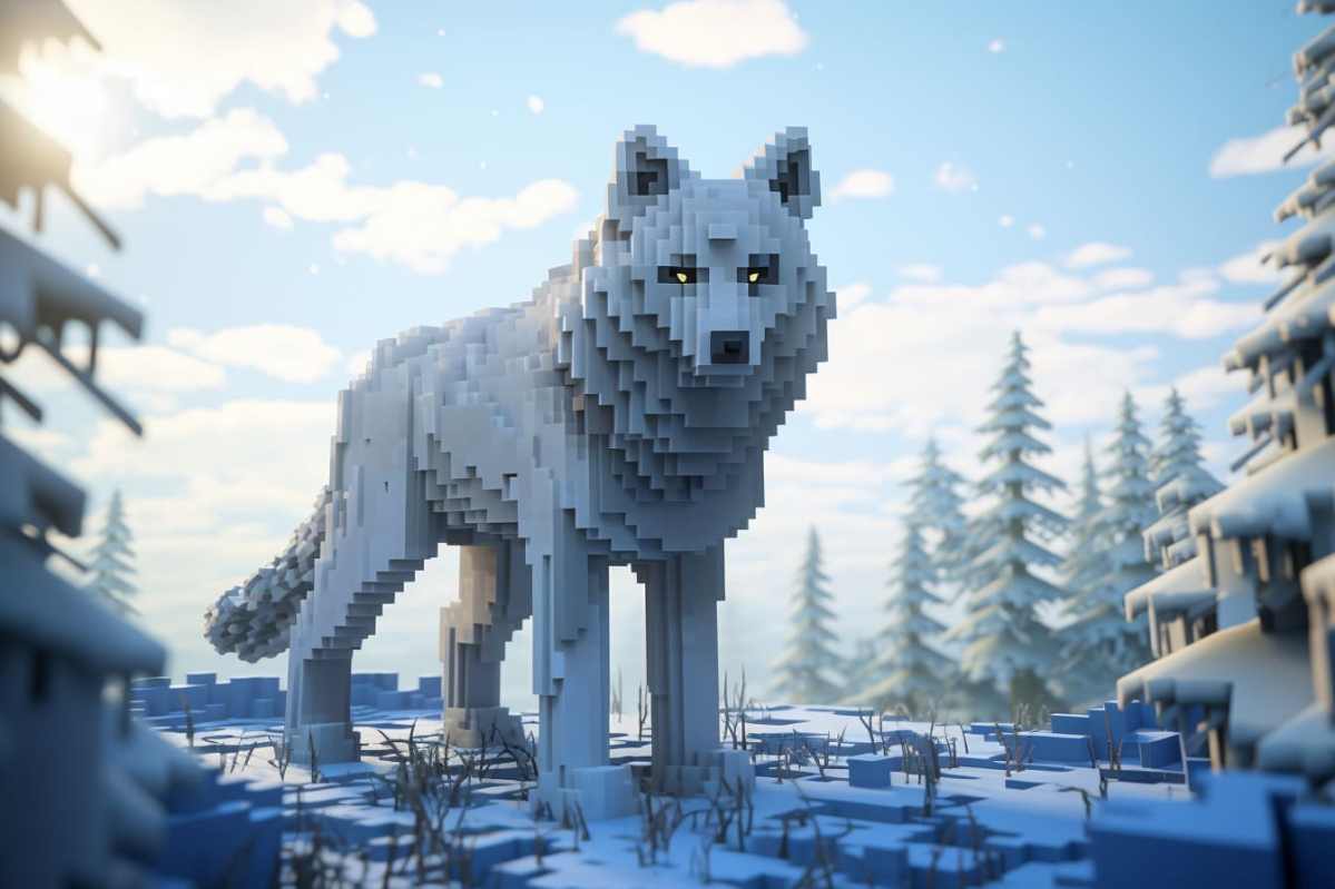 Minecraft wolf statue